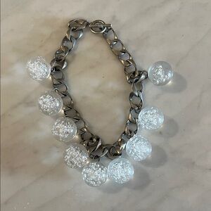 Elegant Silver Chain Bracelet with Clear Bubble Beads